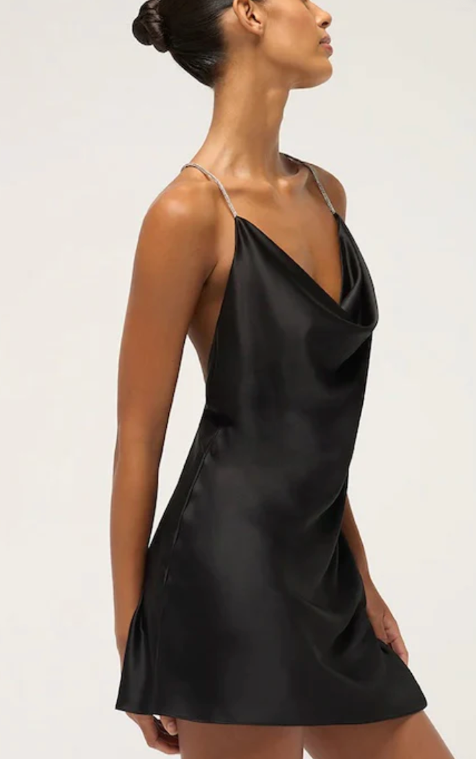 Michael Lo Sordo Nicole Drape Bias Mini Dress Black