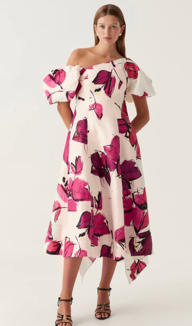 Aje Arista Tulip Sleeve Midi Dress