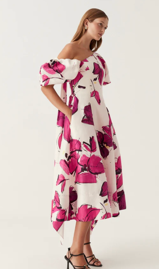 Aje Arista Tulip Sleeve Midi Dress