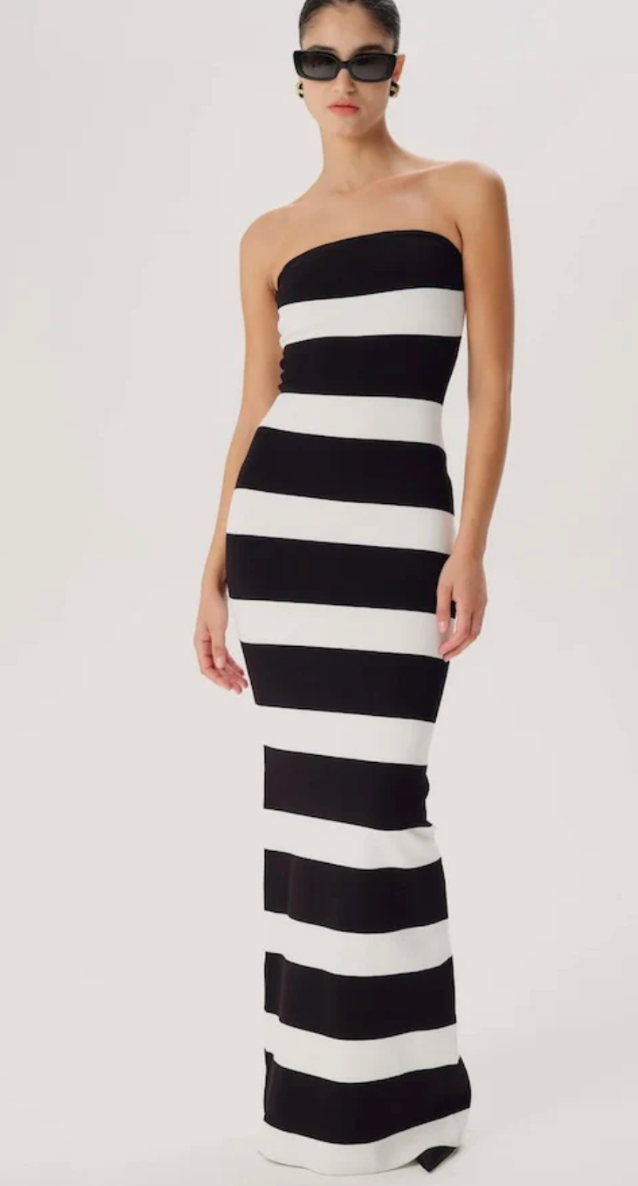 Ronny Kobo Lehua Knit Dress Black and White Stripe