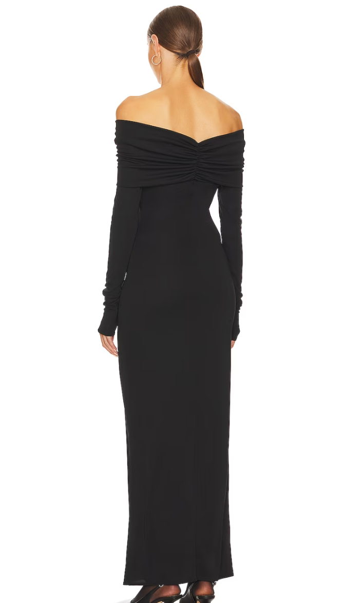 Helsa Matte Jersey Off Shoulder Maxi Dress