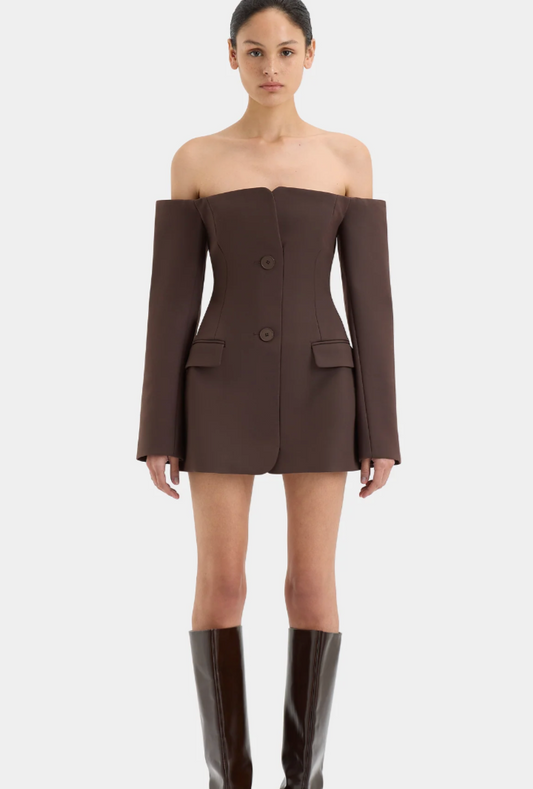 Sir the label sandrine tailored mini dress brown