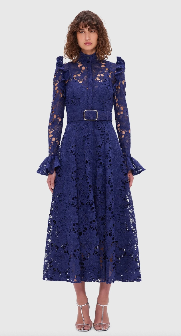 Leo Lin Aliyah Lace Butterfly Sleeve Midi Dress