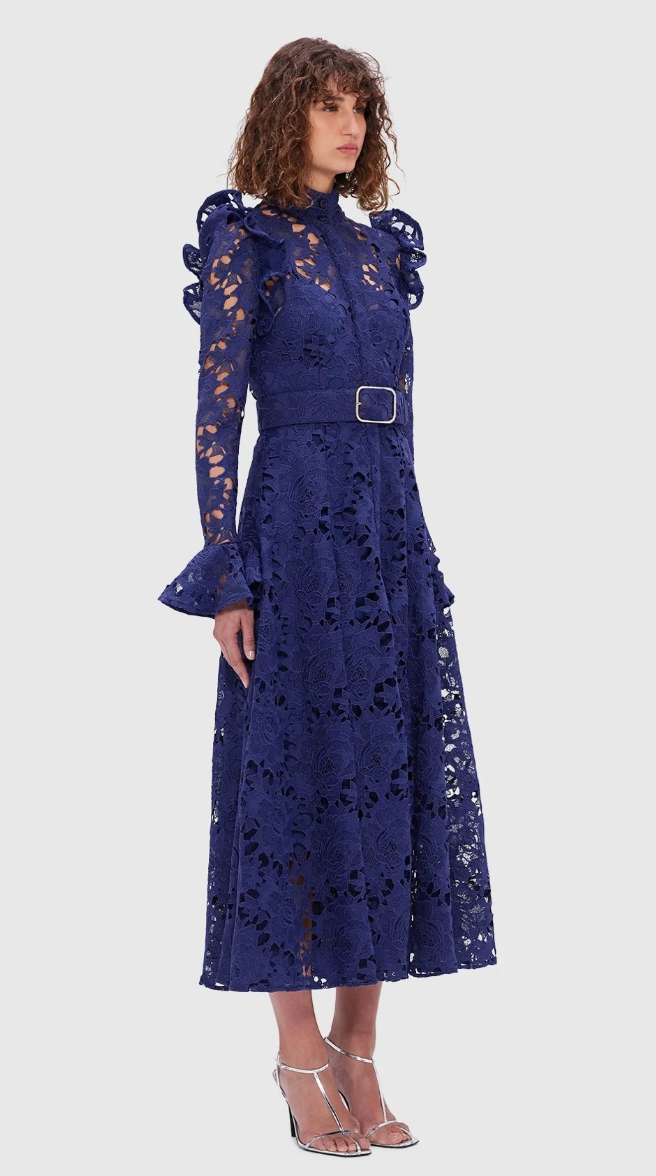 Leo Lin Aliyah Lace Butterfly Sleeve Midi Dress