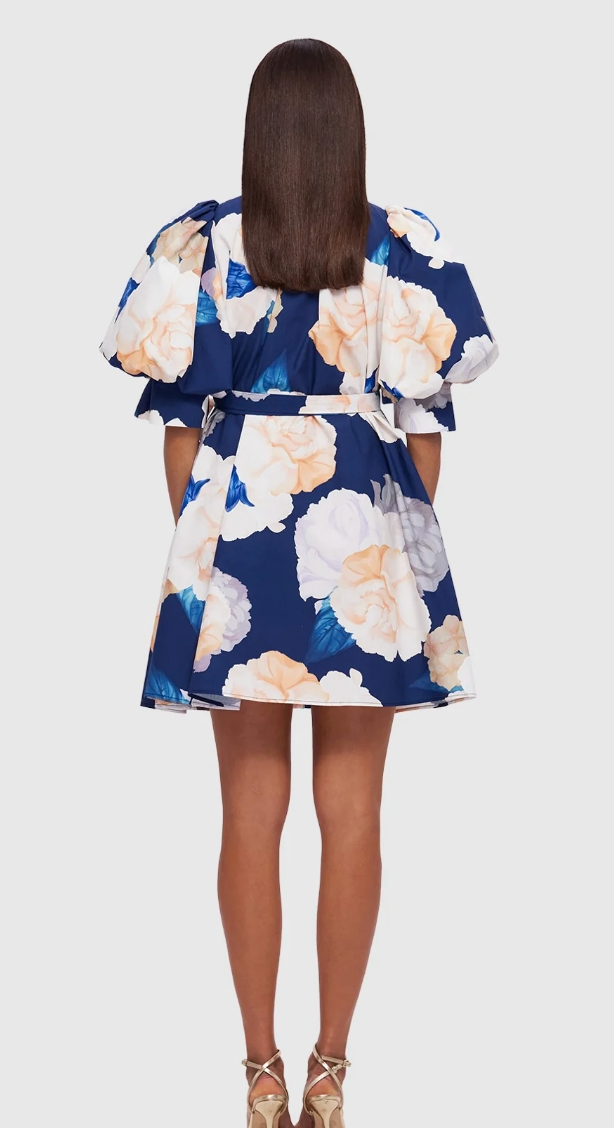 Leo Lin Eli Mini Dress - Rosebud Print in Navy