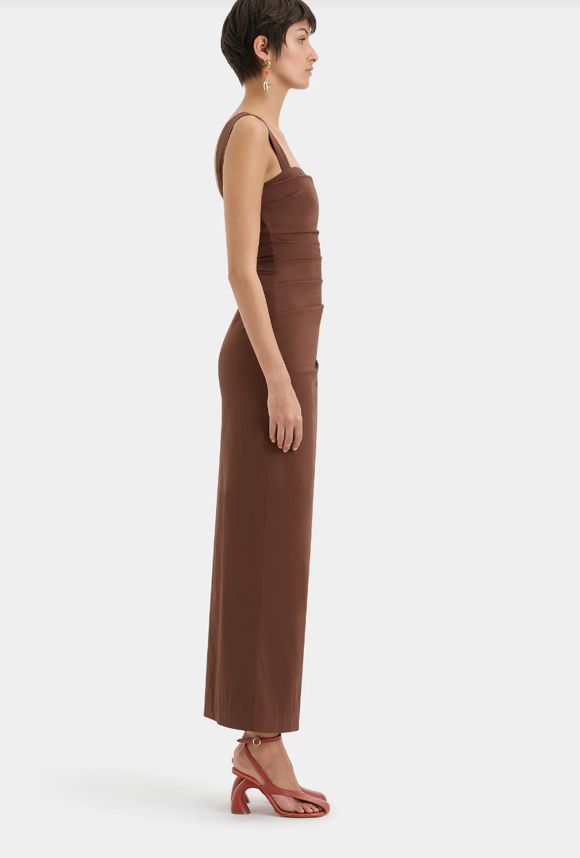 Sir The Label Dahlia Balconette Gown Chocolate