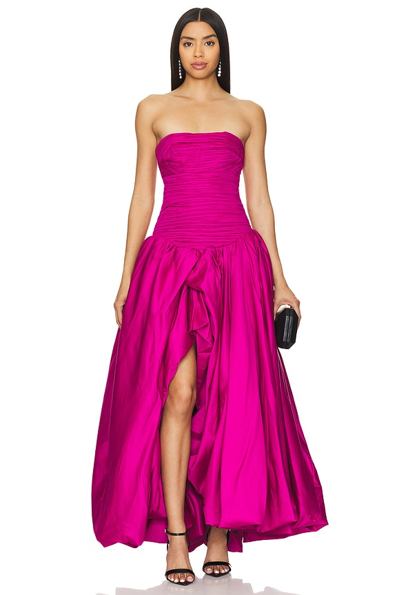 AJE Violette Bubble Hem Maxi Dress Deep Magenta Size 8